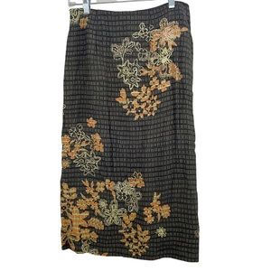 Vintage SO Blue Collection by Sigrid Olsen Women’s Exotic Floral Print Skirt